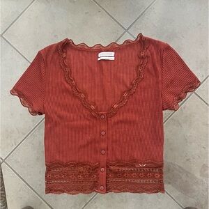 Rust Urban Outfitters Cropped Blouse